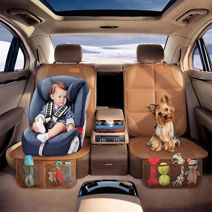 SMART ELF Car Seat Protector 2-Pack, Thick Padding Cushion (Dark Brown) | Baby and Pets for Child Car Seat with Thicily Padded and Non-Slip Backing Mesh Pockets, Universal Size - Sedan SUV Truck - Image 7