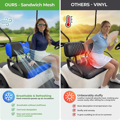 10L0L Golf Cart Seat Covers for Yamaha EZGO Club Car Seat Towel Cushion | Breathable Mesh All-Season Front/Rear Seat Blanket, UV Resistant, Cool Comfort, Machine Washable, Easy On, Great Golf Gift - Image 4
