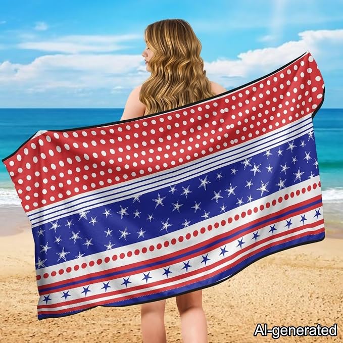 Horeset American Flag Car Seat Towel Cover Quick-Dry Star Stripes Front Car Seat Cover After Gym Sweat Automotive Seat Protector Towel Easy Fit Front Seat Cover - Image 4