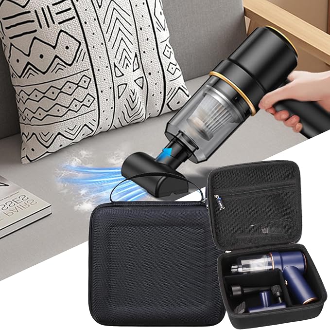 Hard Travel Case for KMM Handheld Car Vacuum Cleaner, Portable Auto Vacuum Cleaner Accessories Storage Bag Carrying EVA Case for KMM LT-117C 9000Pa Air Duster (Full Black) - Image 6