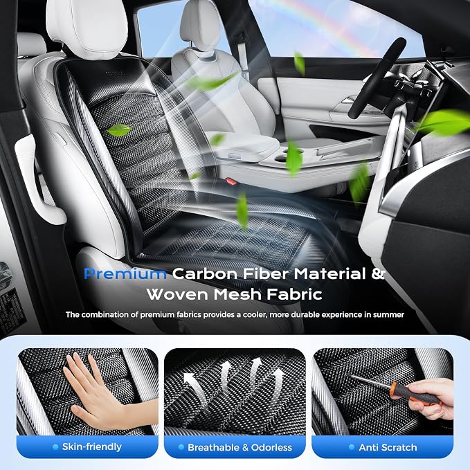 Coverado Cooling Car Seat Cushion, Ventilated Seat Cover with 2 Turbo Fans, Cooling Car Seat Covers Cooled Seat Pad Universal Fit for Most Car SUV Truck, Gray - Image 3