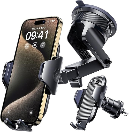 [True Military-Grade] Car Phone Holder VANMASS [Upgraded Strongest Suction&Clip] Cell Phone Mount for Dashboard Windshield Vent Kit, Truck Cradle Stand for iPhone 17 Pro Max 16 15 14 Android,Ink Black by VANMASS