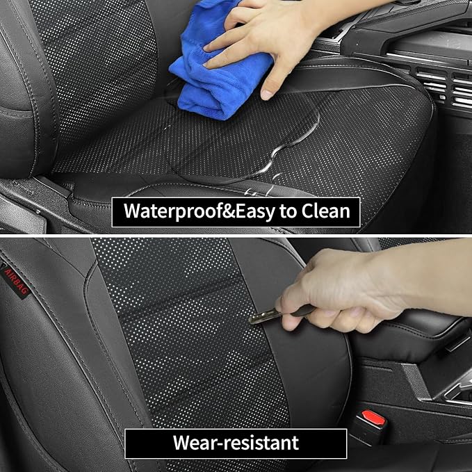 EKR Tacoma Seat Covers Custom Fit for Toyota Tacoma (Only for Hybrid) 2024 2025 2026 Double cab TRD Sport/TRD Off-Road/Limited/Trailhunter-Truck Seat Cover Full Set,Faux Leather(Black/Gray Camo A122) - Image 4