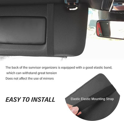Car Visor Organizer with Sunglass Holder,Multi-Functional Car Sun Visor Organizer with Zipper for Cards,Money,Tickets,Leather Interior Accessories (Gray) - Image 4