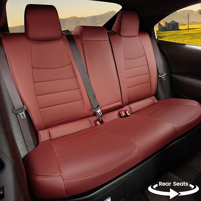 HKZ Customized Special seat Cover for Toyota Corolla (Burgundy, 2020-2022 Corolla L LE (Non-Hybrid)) - Image 2