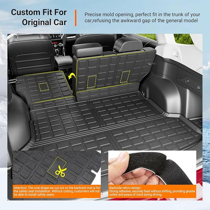 powoq Cargo Mat & Backrest Mats Compatible with 2019-2024 Subaru Forester | Cargo Liner TPE All Weather Replacement for 2019-2021 2022 2023 2024 Subaru Forester Accessories (Trunk Mat+Backrest Mats) - Image 2