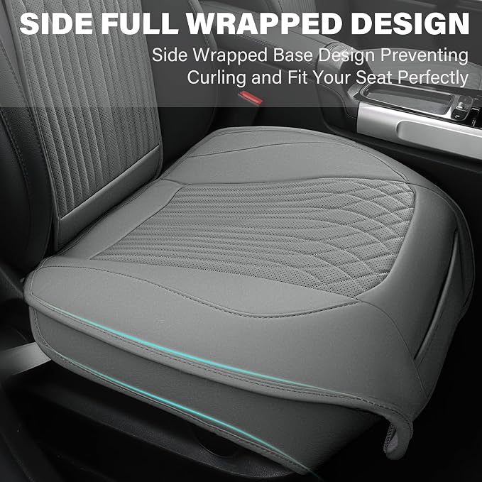 CAR PASS Car Seat Protector, 2 Pack Sideless Nappa Leather Seat Covers for Cars, All Season Waterproof Breathable Front Seats Cushion with Storage Pocket Universal Fit Vehicle Car SUV Truck, All Gray - Image 7