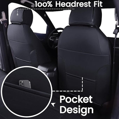 HKZ Custom Fit Civic Seat Covers for Honda Civic Sedan 2016 2017 2018 2019 2020 2021 LX (Not for LX-P)- 5-Seats Leather Full Set,Black - Image 7