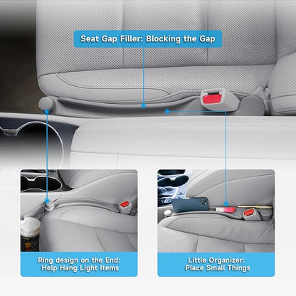 Givifive Car Seat Gap Filler 2Pack 3IN1 Organizer with Storage Slot & Hook | Soft Foam Seat Side Gap Filler Universal Fit Car SUV Truck Fill Gap Between Seats & Console Plug Stop Falling (Standard Gray) - Image 3