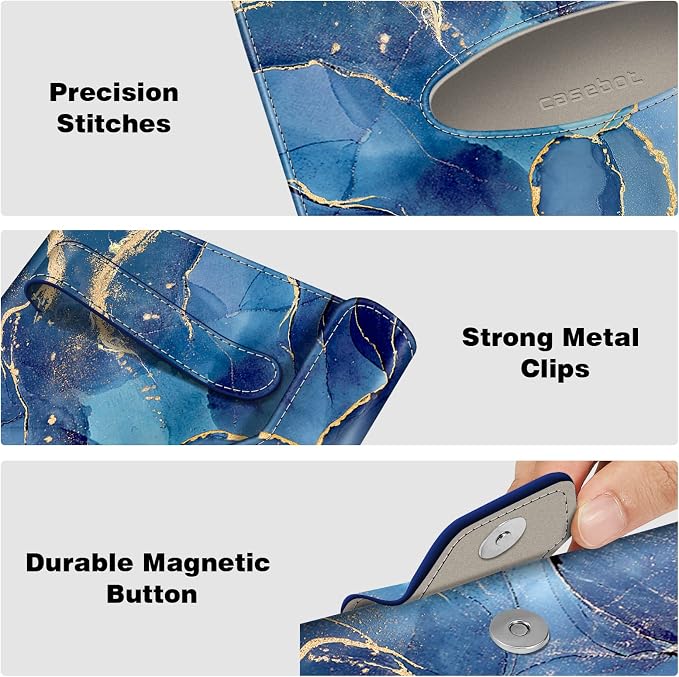 CaseBot Car Visor Tissue Holder, Sun Visor Napkin Holder, Mask Holder, PU Leather Backseat Tissue Box for Truck SUV, Ocean Marble - Image 2