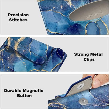 CaseBot Car Visor Tissue Holder, Sun Visor Napkin Holder, Mask Holder, PU Leather Backseat Tissue Box for Truck SUV, Ocean Marble - Image 2