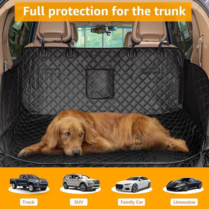 SUV Cargo Liner for Dogs, PU Leather Trunk Cover with Bumper Flap | Waterproof Pet Cargo Cover with Side Flaps, Dog Car Seat Cover with Non-Slip Mat Prevents Scratches, Pet Hair, Mud, and Dirt - Image 9