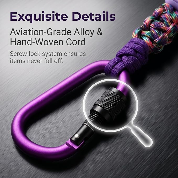 Car Seat Back Hooks 2 Pack - Heavy Duty Rope & Metal Buckle Car Hangers, No Wobble Multi-Purpose Organizer for Grocery Bags, Backpacks, Umbrellas, Trash Bags (Fit Most Vehicles) Purple - Image 4