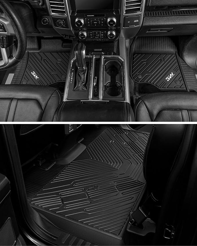 3W Floor Mats for Ford F250 F350 F450 F550 2017-2025 2026 Super Duty | Crew Cab Bucket Seat with Under Seat Storage, All Weather TPE Custom Fit F 250 Floor Liner(Not for Vinyl Floor), Upgraded - Image 4