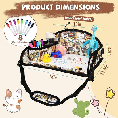 Kids Travel Tray for Airplane - Toddler Car Seat Table Tray, Road Trip Essentials for Boys & Girls, Carseat Lap Desk for Kids Road Trip Activities, Cute Kitten - Image 6