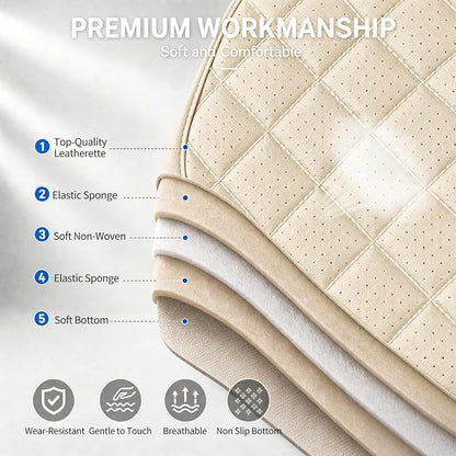 for Subaru Forester 2009-2026 Car Seat Covers, Full Set, Beige | Luxury Full Coverage Leather Seat Protectors, Waterproof Breathable, Non-Slip, Easy to Install, Airbag Compatible, All-Season - Image 8