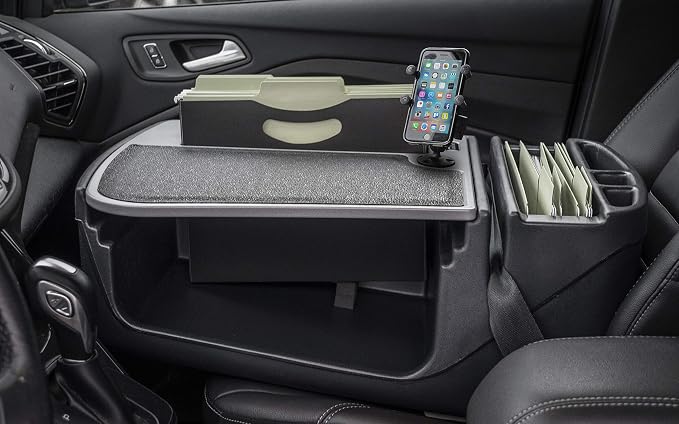 AutoExec AE-FMEF-PI-PM-GT Efficiency FileMaster Car Desk for Your Vehicle Workstation and Mobile Office, with 400 watt Power Inverter and Phone Mount | Vehicle Workstation, Mobile Office, 400 Watt Power Inverter, Phone Mount - Image 2