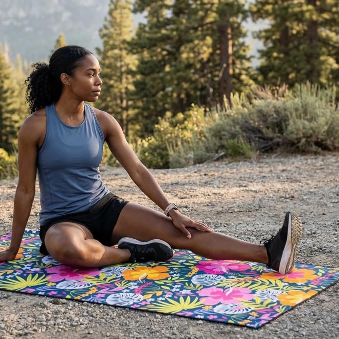 Gone For a Run Car Seat Towel for Runners - Hooded Cover - Aloha | Hooded Seat Cover Protector, Microfiber, Moisture-Wicking, 30 x 60 Inches, Pull Cord Hood, Compact & Portable, Running Gift - Image 7