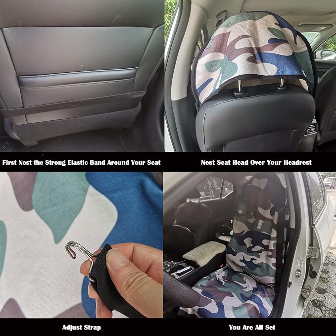 Car Seat Cover Protector Front Seats,for Gym Workout,Running,Swimming,Beach and Hiking,Waterproof Sweat Towel Bucket Seat Covers for Cars SUV Trucks (Camouflage, 2Pcs) - Image 4