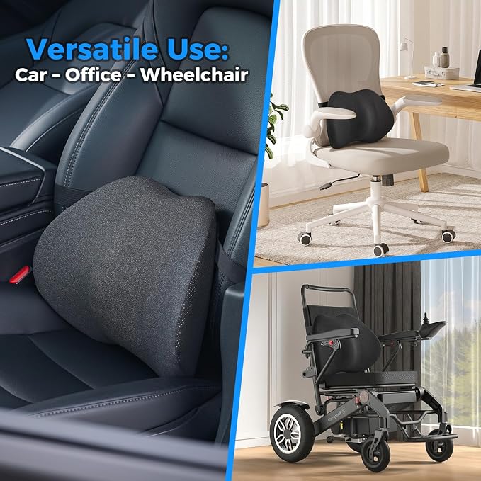 Lumbar Support Pillow for Car, Memory Foam Back Cushion for Lower Back Pain Relief, Ergonomic Car Seat Support with Breathable Airflow Channels for Driving, Office Chair, Wheelchair - Image 5