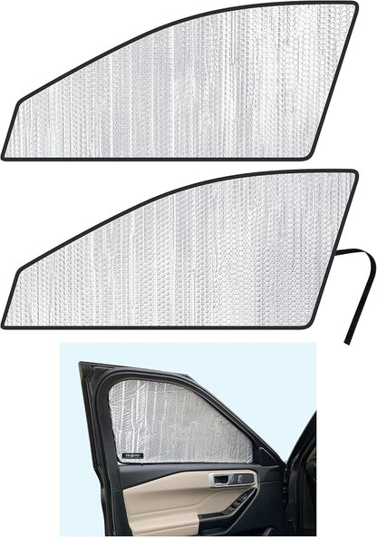 Front Side Sunshade (2PCS) Custom Fit for 2020-2026 Ford Explorer SUV | UV Reflector Sun Protector Privacy Multi-Layer Insulated Blockout Accessories [Made in USA] by YelloProAutomotive