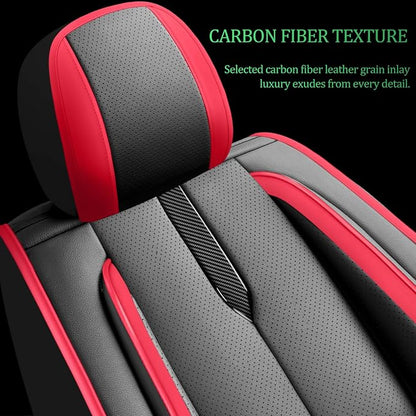 Fit Ariya Car Seat Covers for Nissan Ariya 2023 2024 2025 2026 -Upgraded Premium Waterproof & Breathable Leather,Airbag Compatible,All-Weather Seat Cushion Protector,2 Front/Black-Red - Image 3