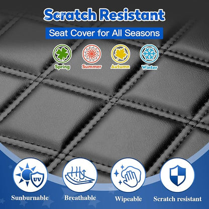 NOKINS Golf Cart Seat Covers 4 Piece Fits Club Car Precedent Standard Seat | Front and Rear Seat Vinyl Covers, Golf Cart Accessories, No Staples(Black&Black Stitch) - Image 5
