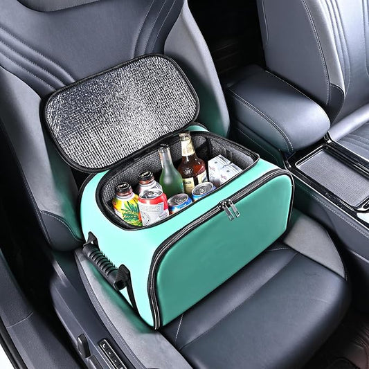 Foldable Car Insulated Storage Box, Portable Thermal Cooler Bag with Double Zipper & Sturdy Handle, Multi‑Purpose Car Seat Trunk Organizer for Drinks Snacks, Outdoor Picnic Camping Road Trips by SunshineSkyAutoProducts