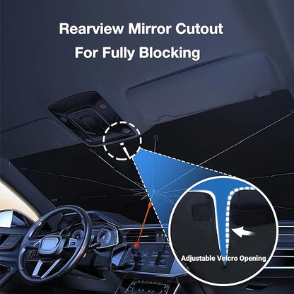 CHILL·TEK Funny Animal Car Windshield Sun Shade Umbrella, Funny Shark Car Sun Shade Umbrella, Block UV Rays Heat Foldable Windshield Umbrella Sun Visor Protector - Keep Vehicle Cool for Cars SUV - Image 6