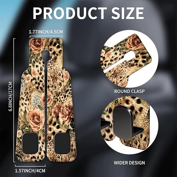 Car Seat Headrest Hook, Universal Leather Cute Hanger Holder Hook, Storage Organizer Interior Accessories for Purse Bags Handbag Luxury Leopard Rose - Image 5