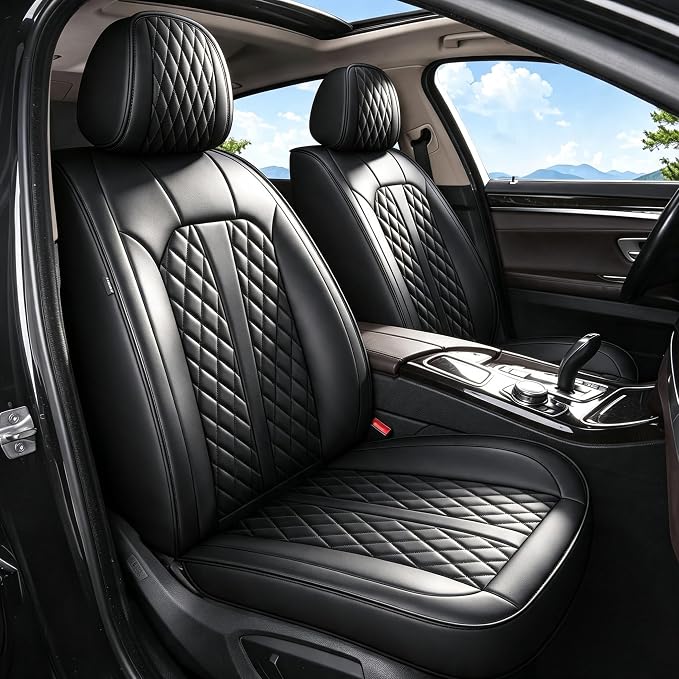IKABEVEM Car Seat Covers Fit for Acura RDX 2007-2025 2026 Full Set | Waterproof Faux Leather, Airbag Compatible, Easy to Install & Wipe Car Seat Protector,5 Seats Covers Fit for RDX, Black by IKABEVEM