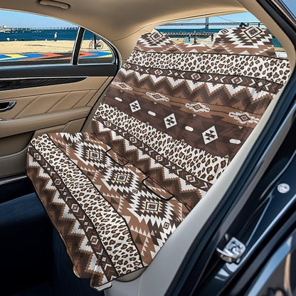 Aztec American Tribal Leopard Print Back Seat Cover for Car Trucks Van SUV, Waterproof Rear Bench Towel Seat Covers for Dogs and Kids, Sweat-Absorbent Automotive Backseat Protector by LACIYISON