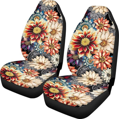 Dahlia Flowers Blossom Car Seat Covers for Front Seats Ethnic Style Bucket Seat Covers Universal Fit for SUV Truck Sedan Front Seat Protector,2 Piece Set - Image 3