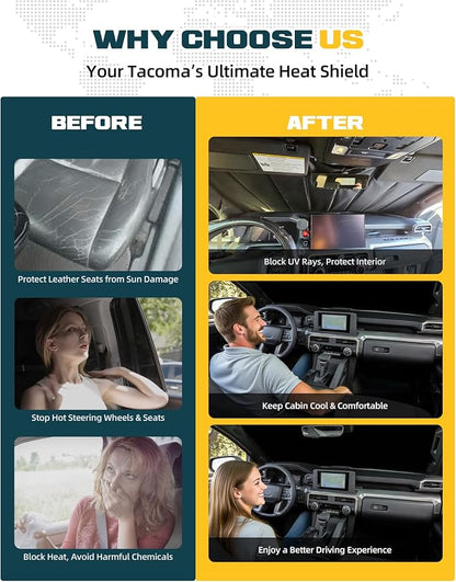 Trumgeta Custom Fit Windshield Sun Shade Fit for Toyota Tacoma 2016-2023, Complete Light & UV Blocking Foldable Sunshade 3rd Gen Tacoma Accessories - Image 6