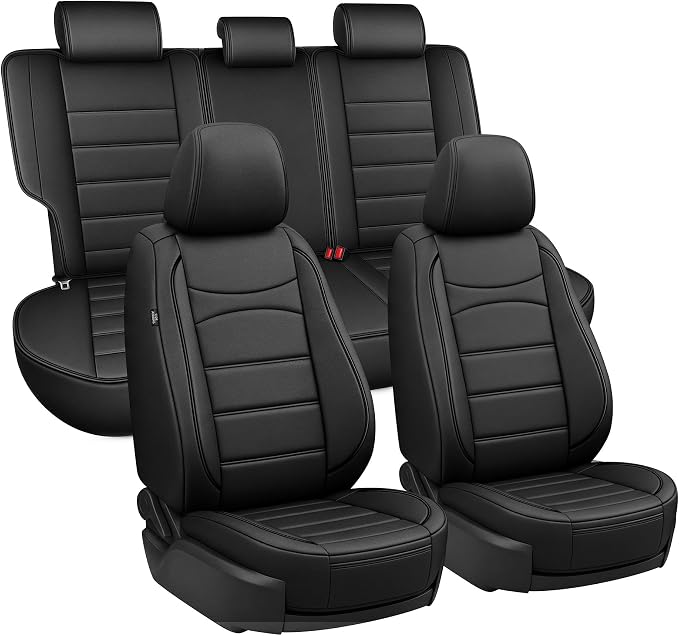 IKABEVEM Custom for Honda CR-V Seat Covers 2017-2022 Full Set - Touring,EX,Sport,SE&EX-L Luxury Faux Leather Car Seat Protector Interior Accessories(Black) - Image 9