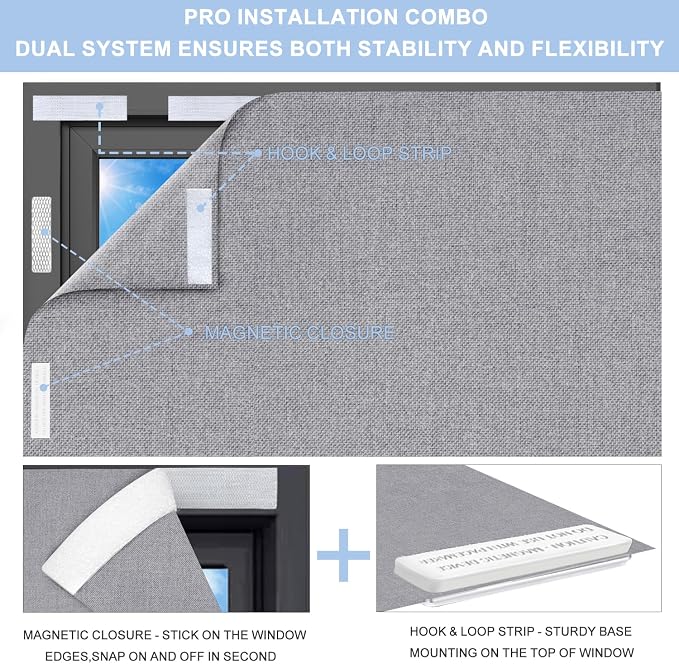 Linen 100% Blackout Curtain, Magnetic Window Cover, 59x78Inch | Portable and Removable for Travel, No-Drill Magnetic and Hook-and-Loop Mounting, Cut to Fit Bedroom, Nursery, and RV Windows - Image 5