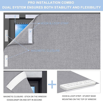 Linen 100% Blackout Curtain, Magnetic Window Cover, 59x78Inch | Portable and Removable for Travel, No-Drill Magnetic and Hook-and-Loop Mounting, Cut to Fit Bedroom, Nursery, and RV Windows - Image 5