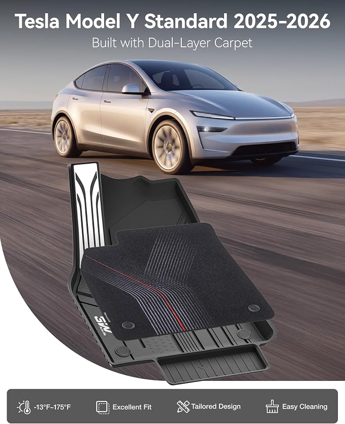 3W 9PCS Floor Mats for Tesla New Model Y 2025-2026 Only for Standard | & Star Trails Carpets TPE All Weather Floor Liner, Trunk Mats & Seat Back Cover Protector, Cargo Liners, Model Y Accseeories - Image 2