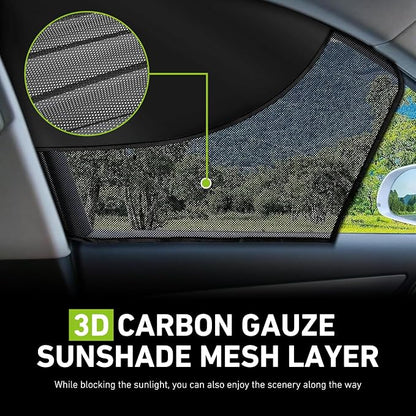 2 PCS Car Side Window Shades, Double-Layer Sun Blocking & Heat Insulation Shield for Baby Kids, Mesh Full/Half Privacy Protection & Ventilation Curtain, Foldable Cover for Most Cars (Black) - Image 4