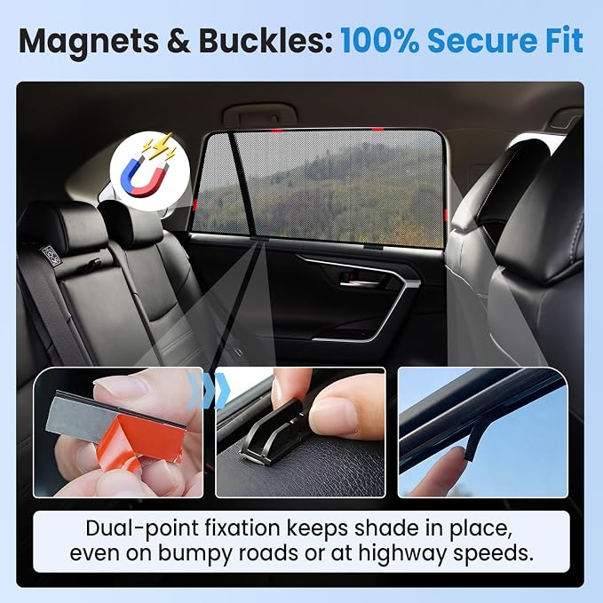 KUST Car Window Shades for 2019-2024 Toyota Corolla Accessories, Breathable Mesh Magnetic Window Covers, Rear Back Side Window Sun Shades UV Block Privacy Protection for Baby Camping Napping 2PCS - Image 5