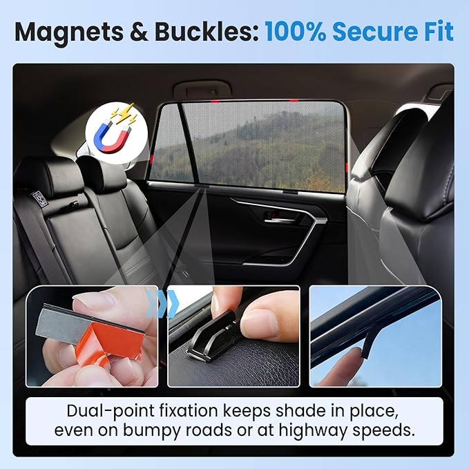 KUST Car Window Shades for 2021-2025 Toyota Highlander Accessories, Breathable Mesh Magnetic Window Covers, Rear Back Side Window Sun Shades UV Block Privacy Protection for Baby Camping Napping 2PCS - Image 5