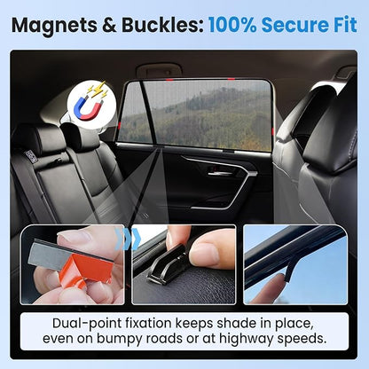KUST Car Window Shades for 2021-2025 Toyota Highlander Accessories, Breathable Mesh Magnetic Window Covers, Rear Back Side Window Sun Shades UV Block Privacy Protection for Baby Camping Napping 2PCS - Image 5