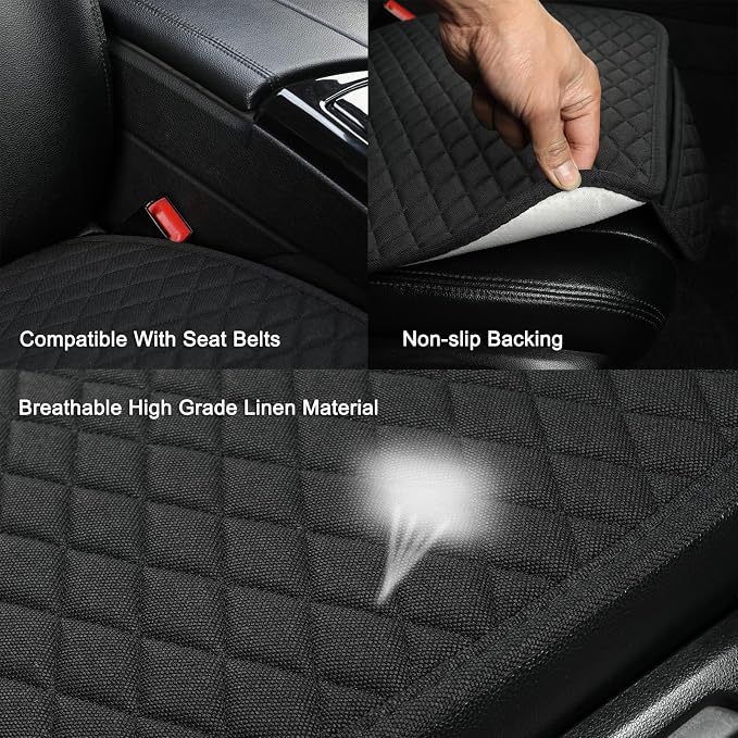 West Llama Linen Car Seat Covers,Bottom Seat Covers for Cars Include 2 Piece Front Driver Seat Pad Mat Universal Fits 90% Vehicles,SUVs,Cars,Sedans(2Piece-Black) - Image 4