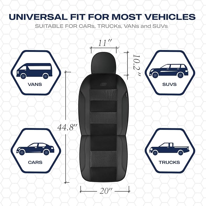 Skechers Seat Covers, Air-Cooled Memory Foam Car Seat Covers Front Seats, Airbag Compatible,Universal Fit for Most Cars, SUVs, Vans and Trucks,Black - Image 5