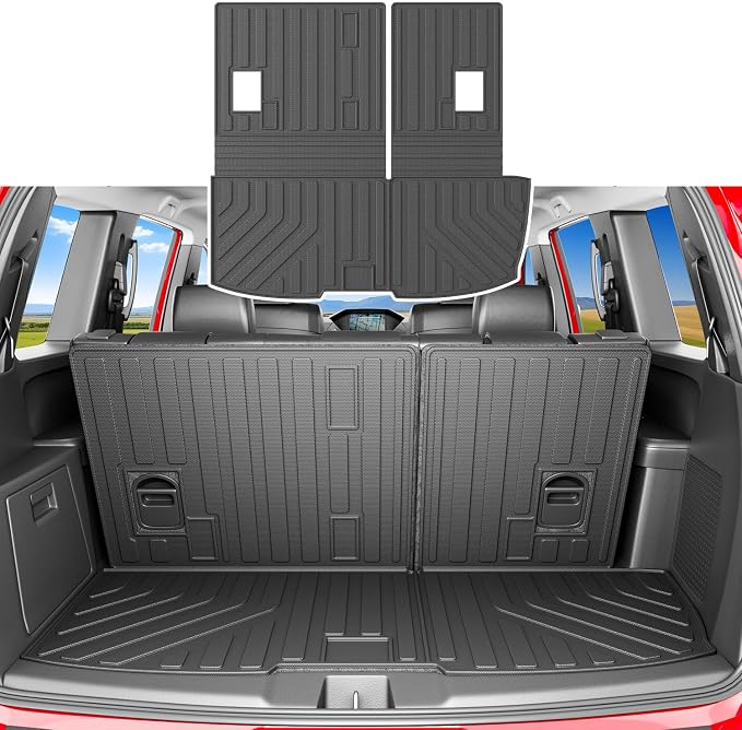 xipoqix Cargo Mat Backrest Mat Compatible with 2009-2015 Honda Pilot | TPE Cargo Liner Back Seat Protector Trunk Mat Replacement for 2009-2015 Honda Pilot Accessories (Trunk Mat with Backrest Mat) by xipoqix