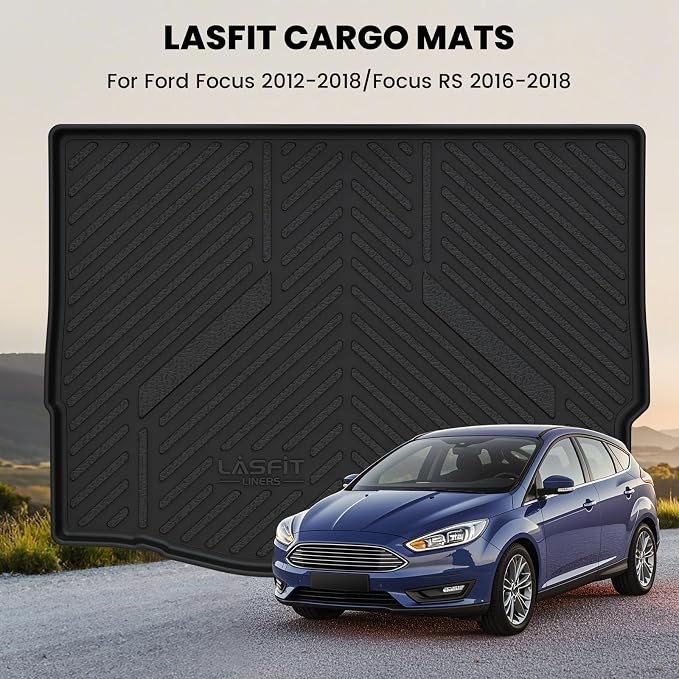 LASFIT Cargo Mat for Ford Focus(Only Gas) 2012-2018,Focus RS 2016-2018 | Trunk Liner Fit Ford Focus 2012-2018 Hatchback Gasoline(No Subwoofer) All Weather Custom Fit TPE,1 PCS,Black - Image 7