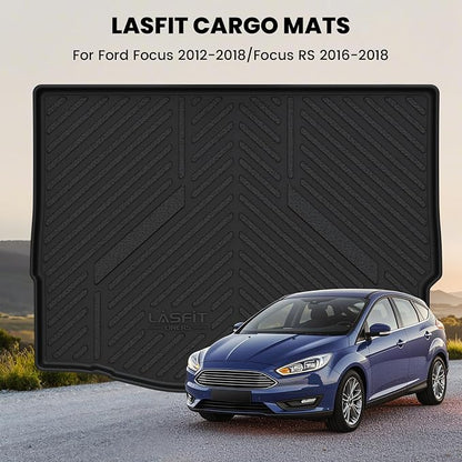 LASFIT Cargo Mat for Ford Focus(Only Gas) 2012-2018,Focus RS 2016-2018 | Trunk Liner Fit Ford Focus 2012-2018 Hatchback Gasoline(No Subwoofer) All Weather Custom Fit TPE,1 PCS,Black - Image 7
