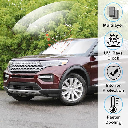 Windshield Sun Shade Sunshade for 2020-2025 2026 Ford Explorer | Full covered for windshield, Foldable & Durable, Block UV Rays, Reduce Heat, Easy to install, Keeps Car Cooler - Image 2