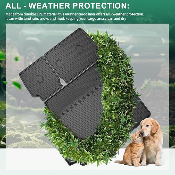 AOMSAZTO Cargo Mat and Backrest Mat Compatible with Toyota 4Runner 2025 2026: TPE All Weather Protection Cargo Liner for SR5/TRD/Limited 6th gen 4 Runner - Anti-Slip Trunk Mat (Only for 5 Seat) - Image 7