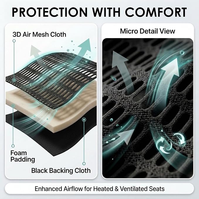 FH Group Car Seat Covers Trendy Elegance Black Full Set Automotive Seat Covers, Airbag and Split Rear Combo Non-Slip Dash Grip Pad Universal Fit Interior Accessories Cars Trucks SUV Car Accessories - Image 3